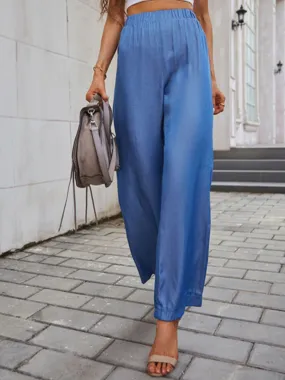 * APP EXCLUSIVE* Smocked Waist Long Straight Pants