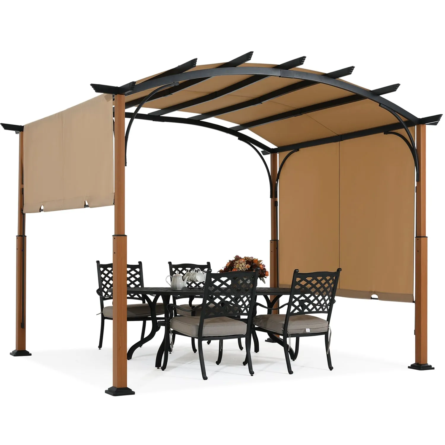 10x10/10x12 Outdoor Retractable Pergola Canopy Patio Metal Garden Gazebo