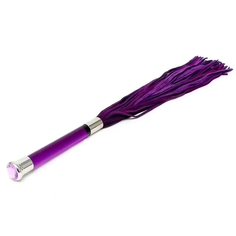 22-inch Purple Suede Flogger with Glass Handle and Crystal