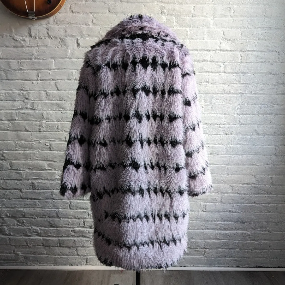 70s Style Retro Penny Lane Fringe Fur Trench Pastel Grunge Shaggy Furry Coat