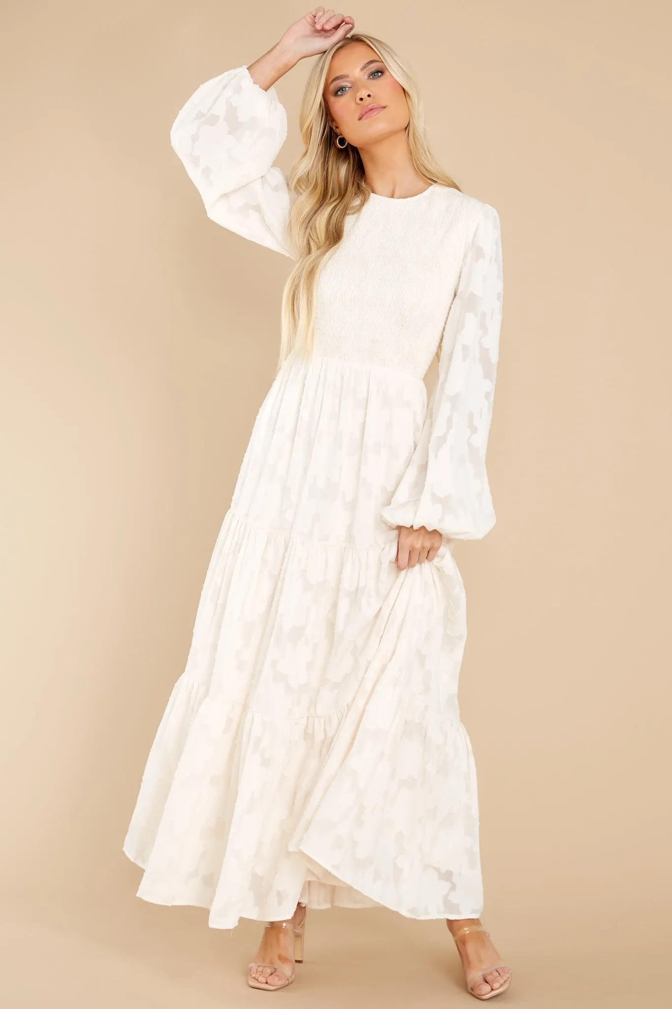 A Fine Romance Cream Lace Maxi Dress