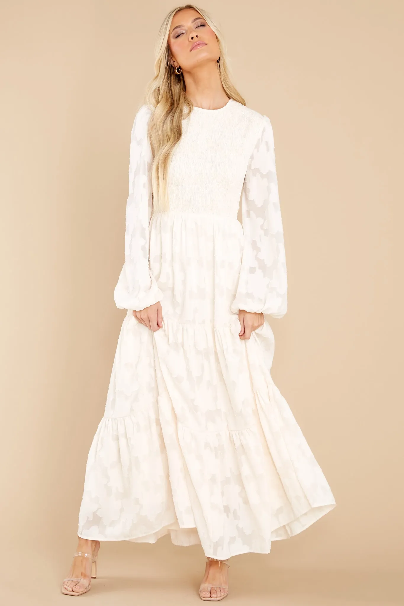 A Fine Romance Cream Lace Maxi Dress