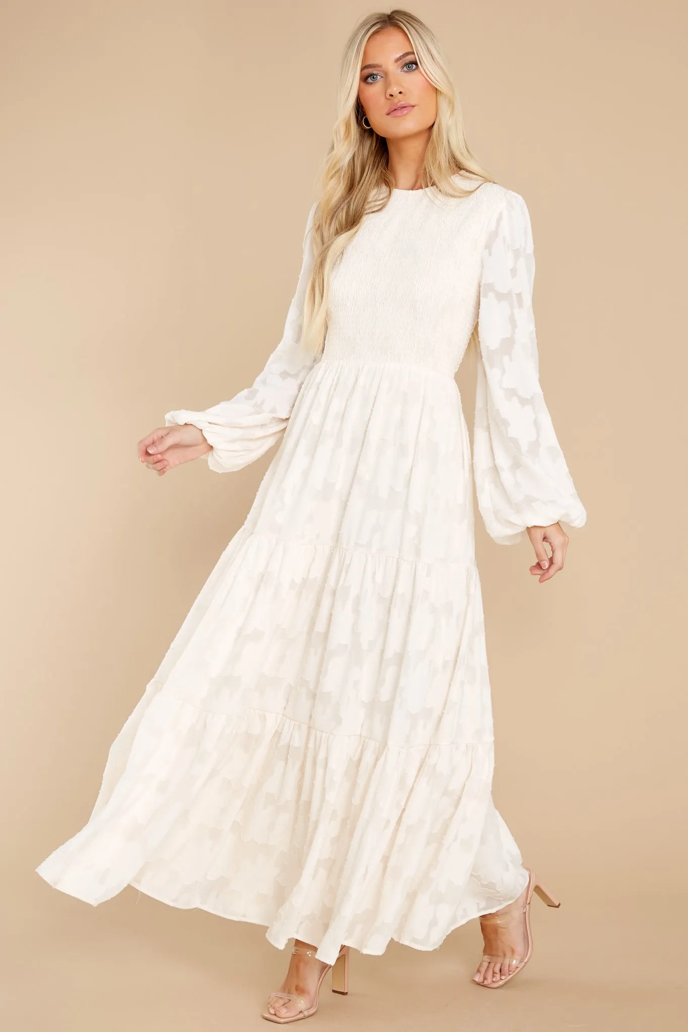 A Fine Romance Cream Lace Maxi Dress