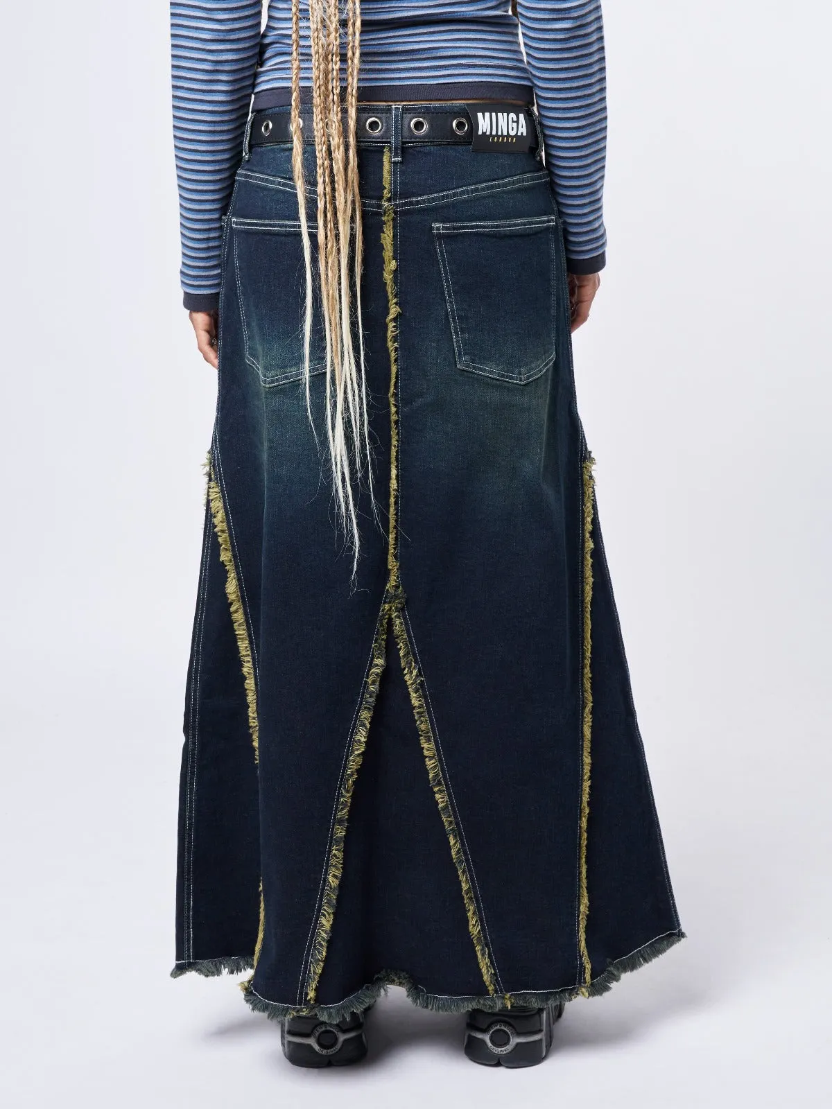 Alexis Lined Denim Maxi Skirt