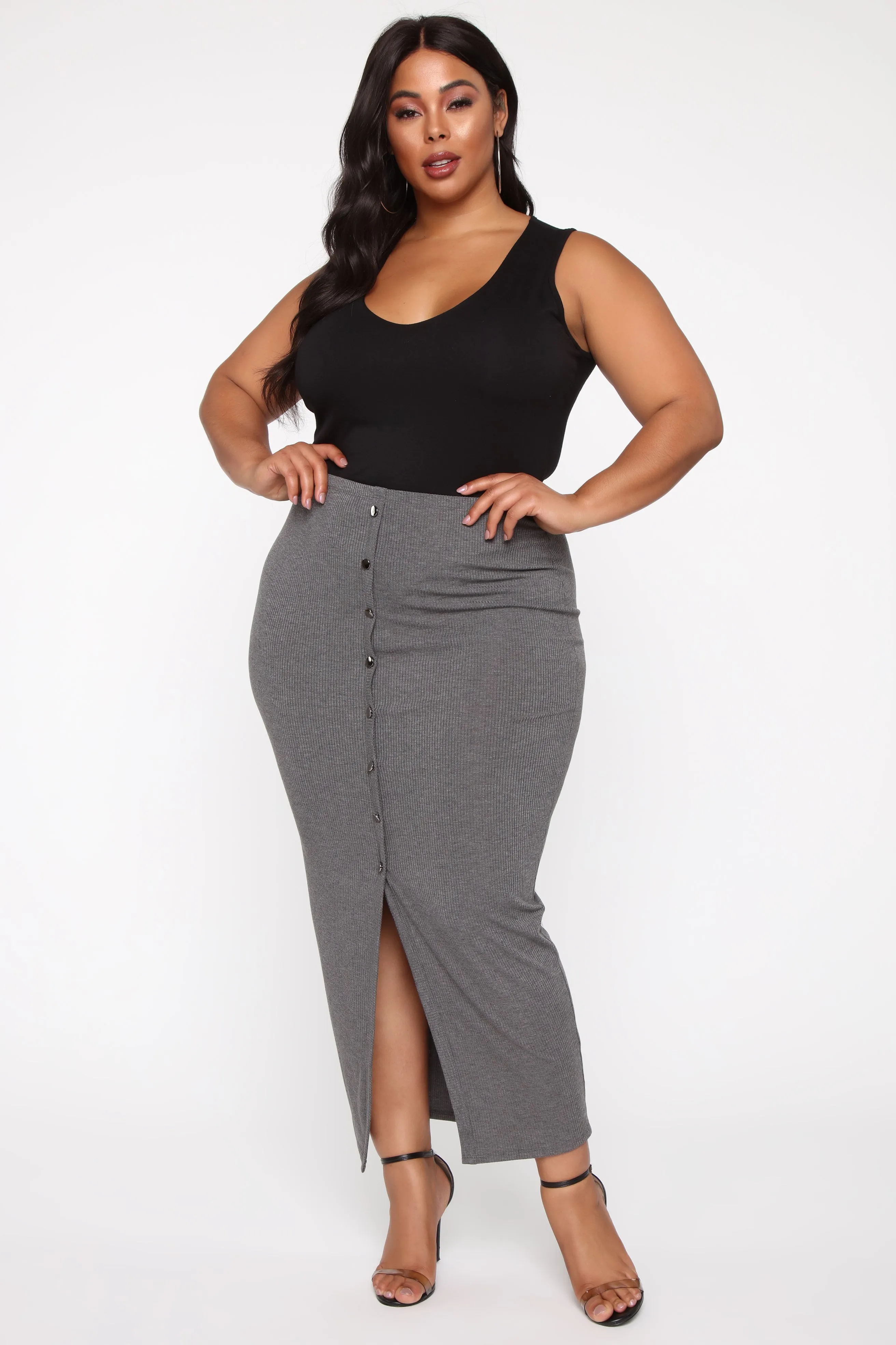 All The Way Up Maxi Skirt - Charcoal