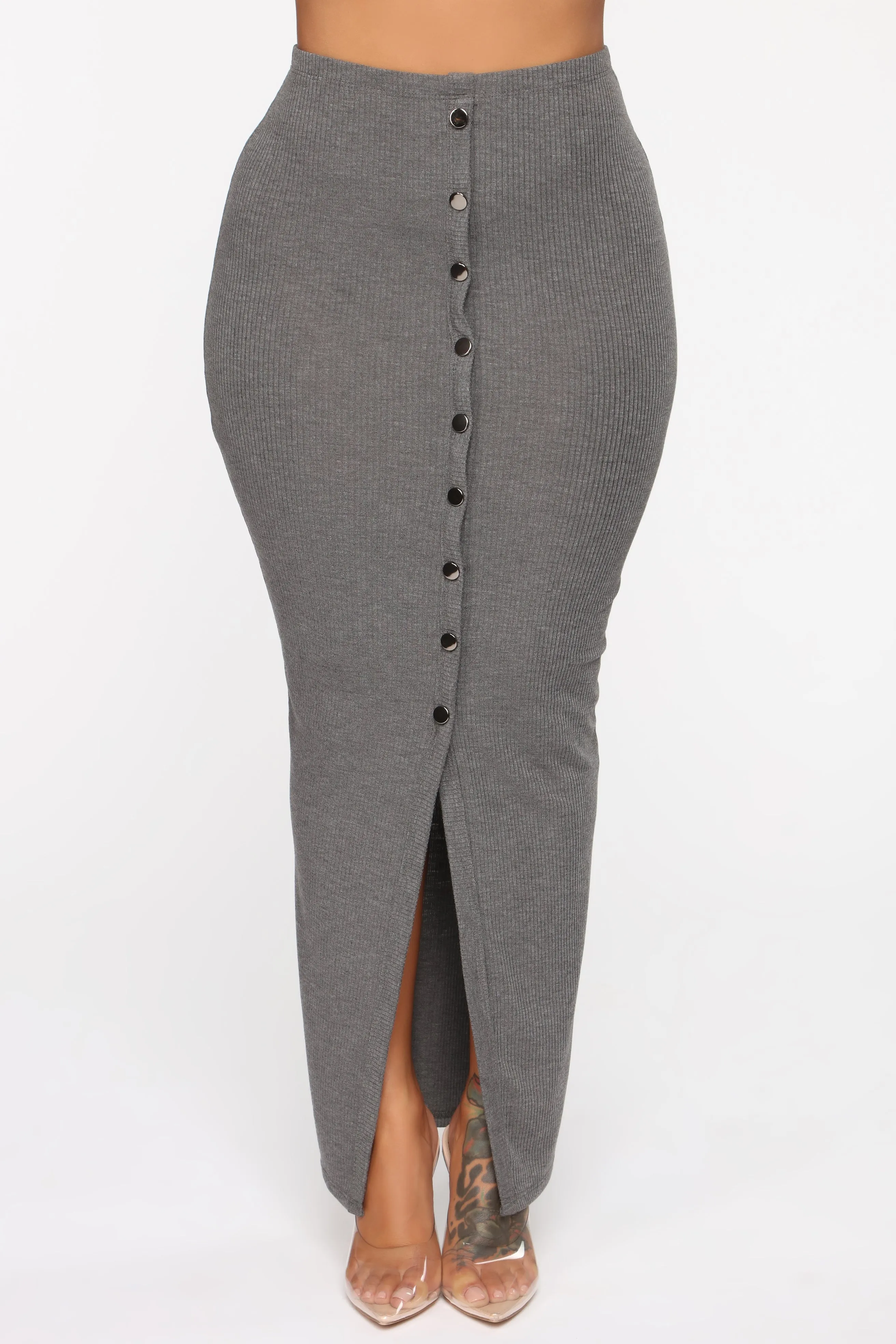 All The Way Up Maxi Skirt - Charcoal