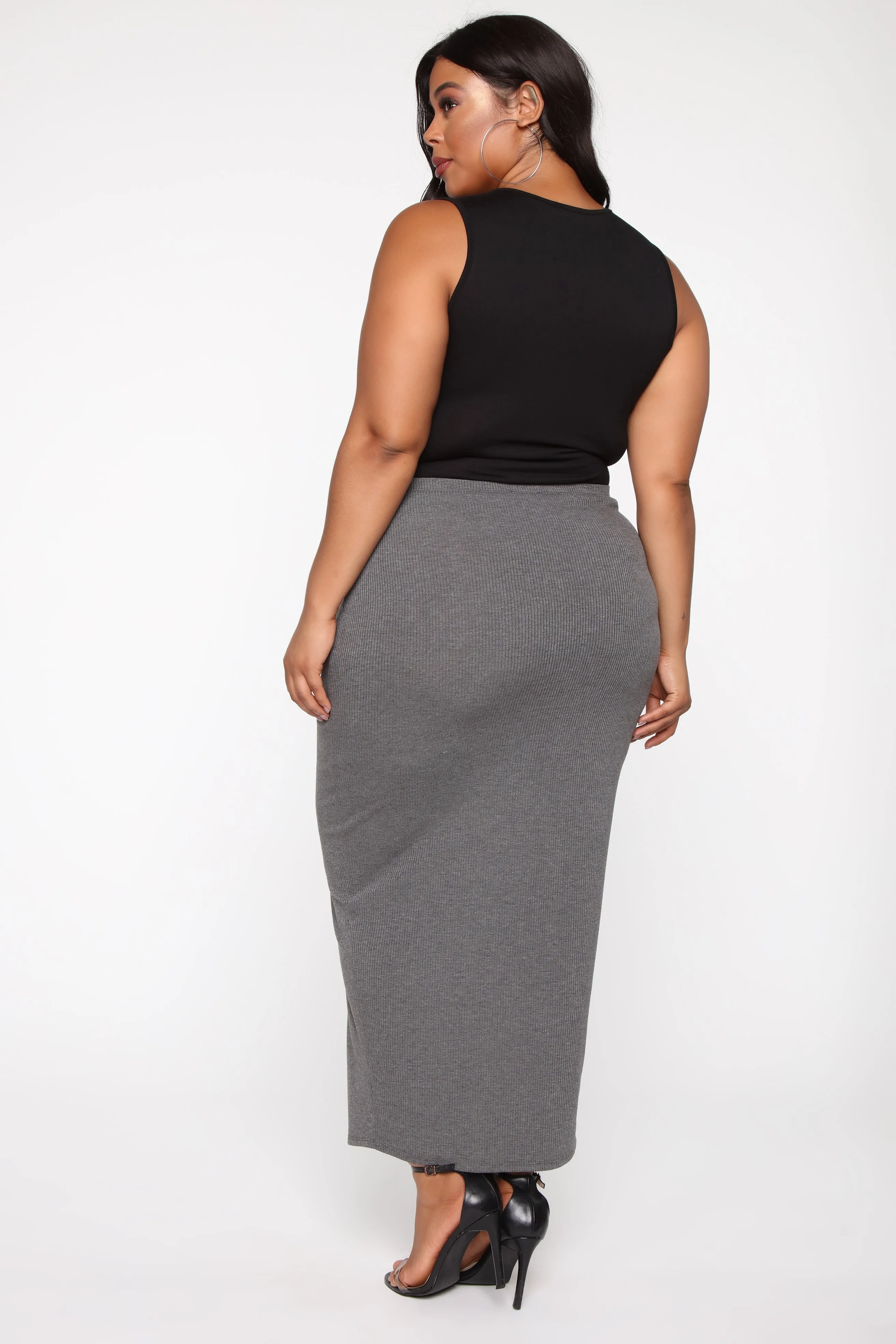 All The Way Up Maxi Skirt - Charcoal