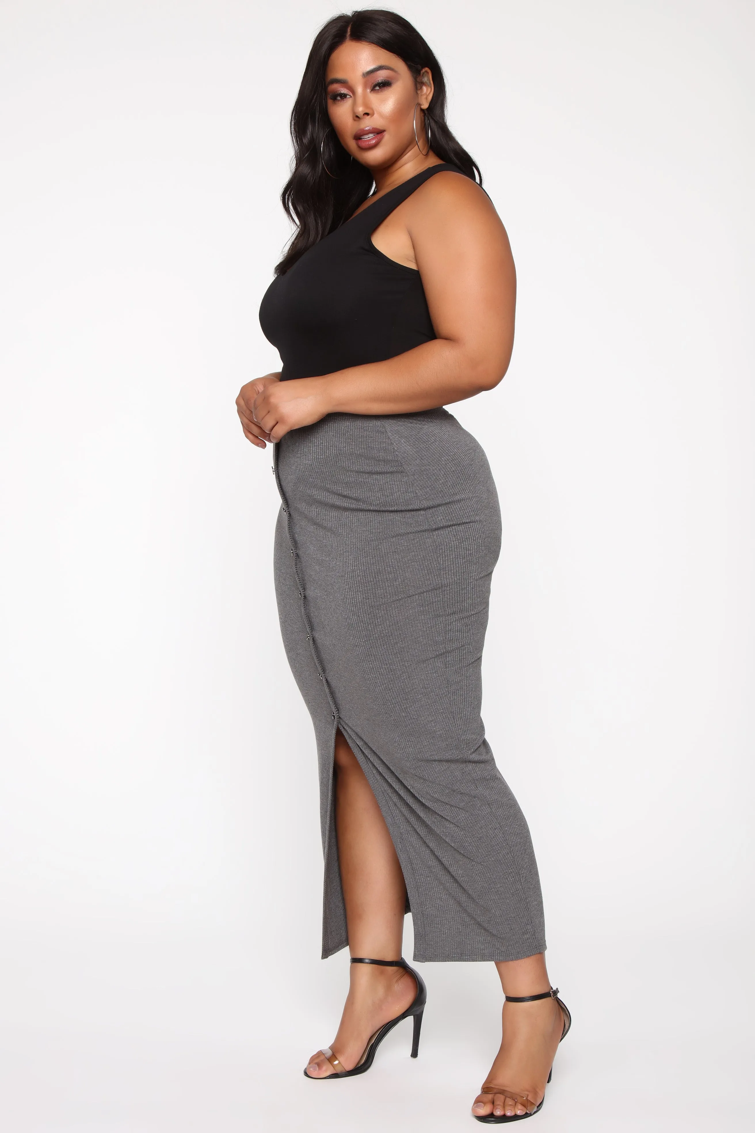 All The Way Up Maxi Skirt - Charcoal