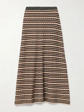 Amal checked jacquard-knit maxi skirt