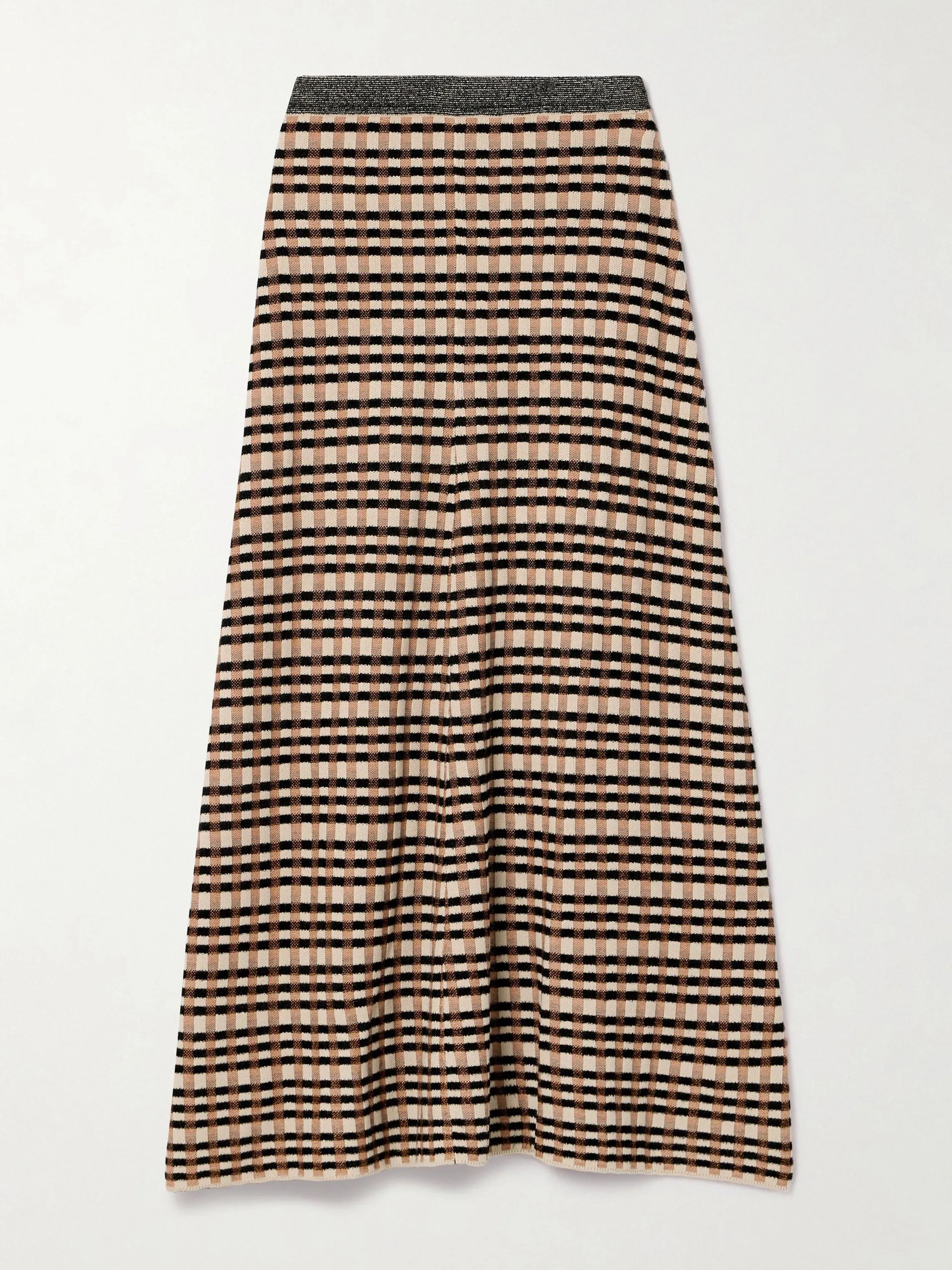 Amal checked jacquard-knit maxi skirt