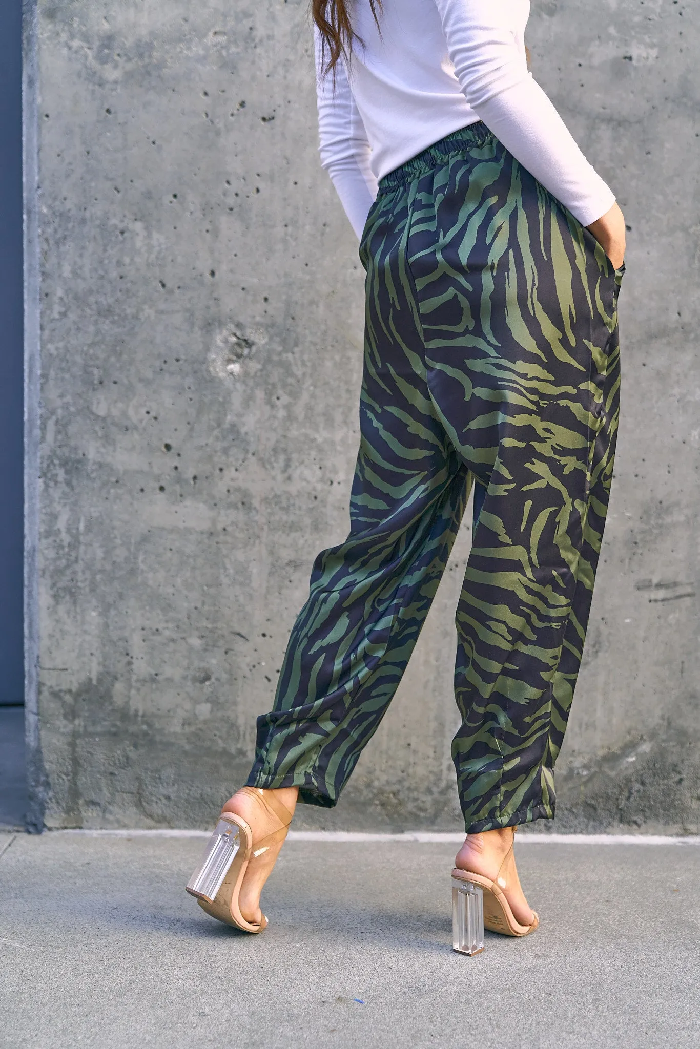 Animal Print Satin Pants