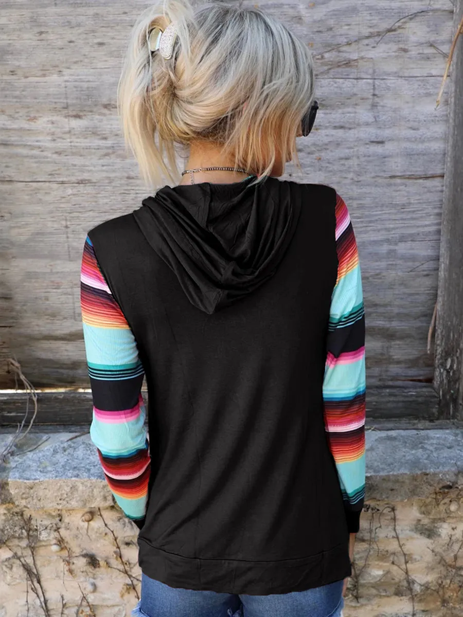 *APP EXCLUSIVE* Aztec Serape Stripe Long Sleeve Hoodie