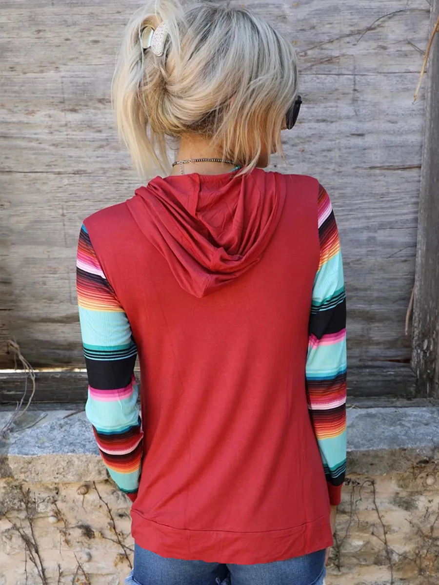 *APP EXCLUSIVE* Aztec Serape Stripe Long Sleeve Hoodie