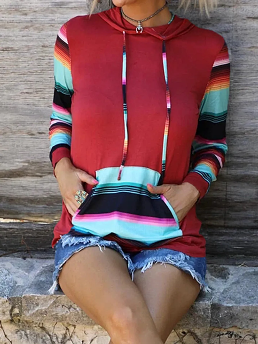 *APP EXCLUSIVE* Aztec Serape Stripe Long Sleeve Hoodie