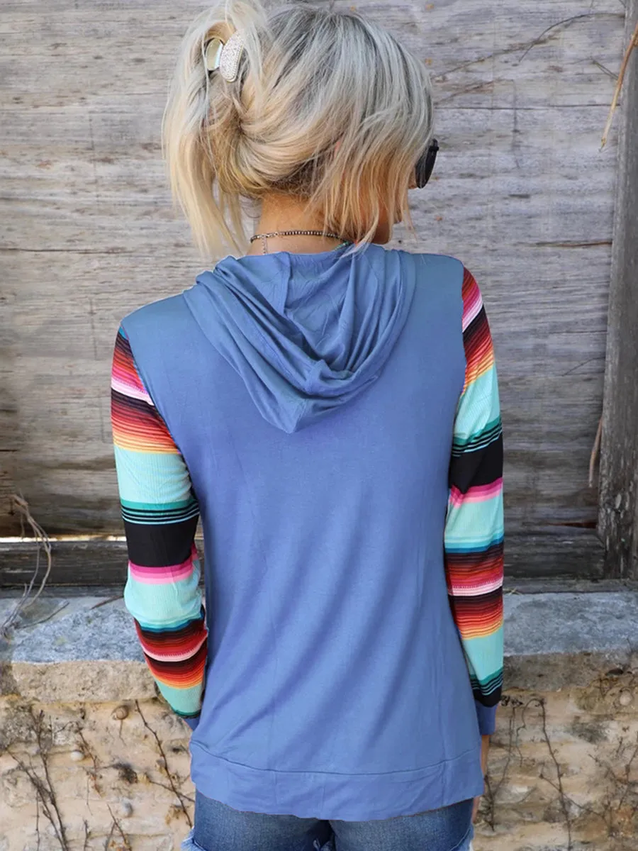 *APP EXCLUSIVE* Aztec Serape Stripe Long Sleeve Hoodie