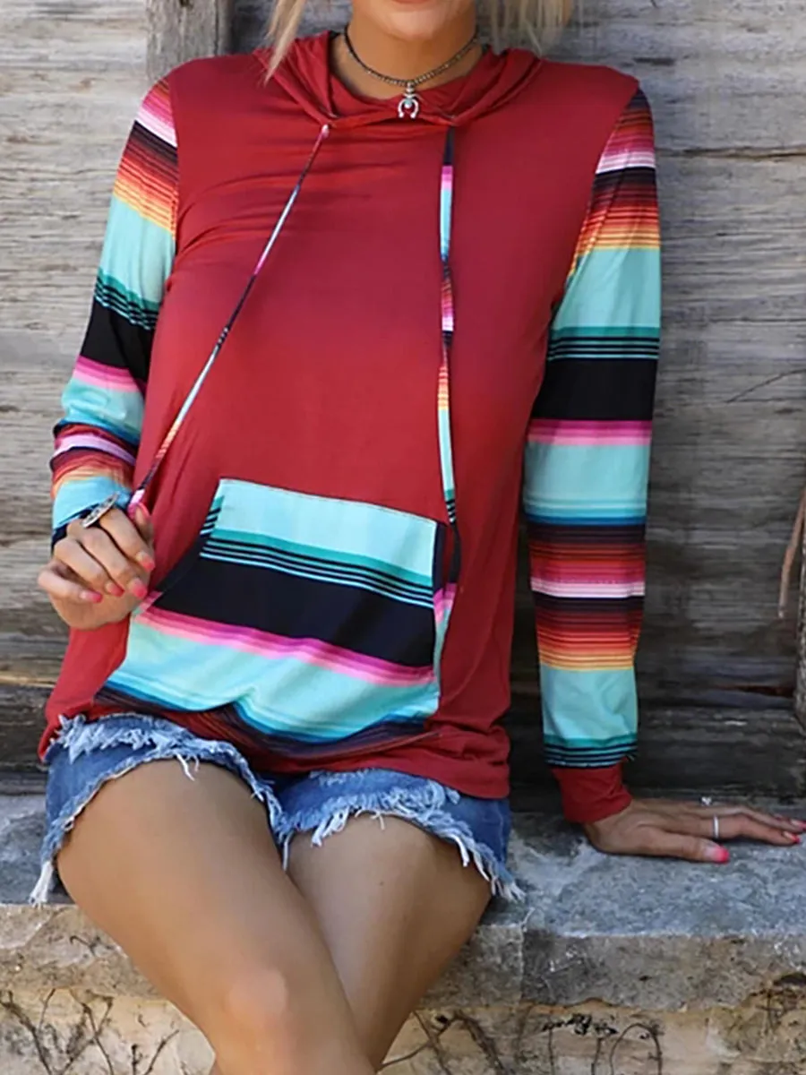 *APP EXCLUSIVE* Aztec Serape Stripe Long Sleeve Hoodie