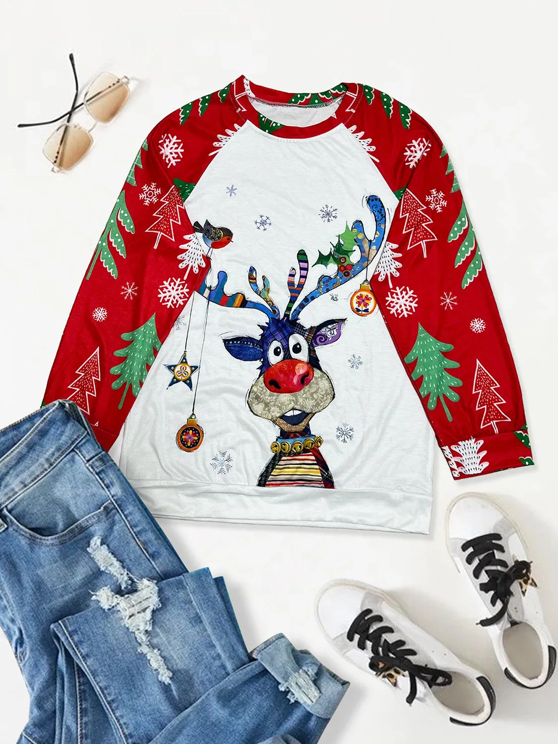 *APP EXCLUSIVE* Christmas Reindeer Raglan Pullover