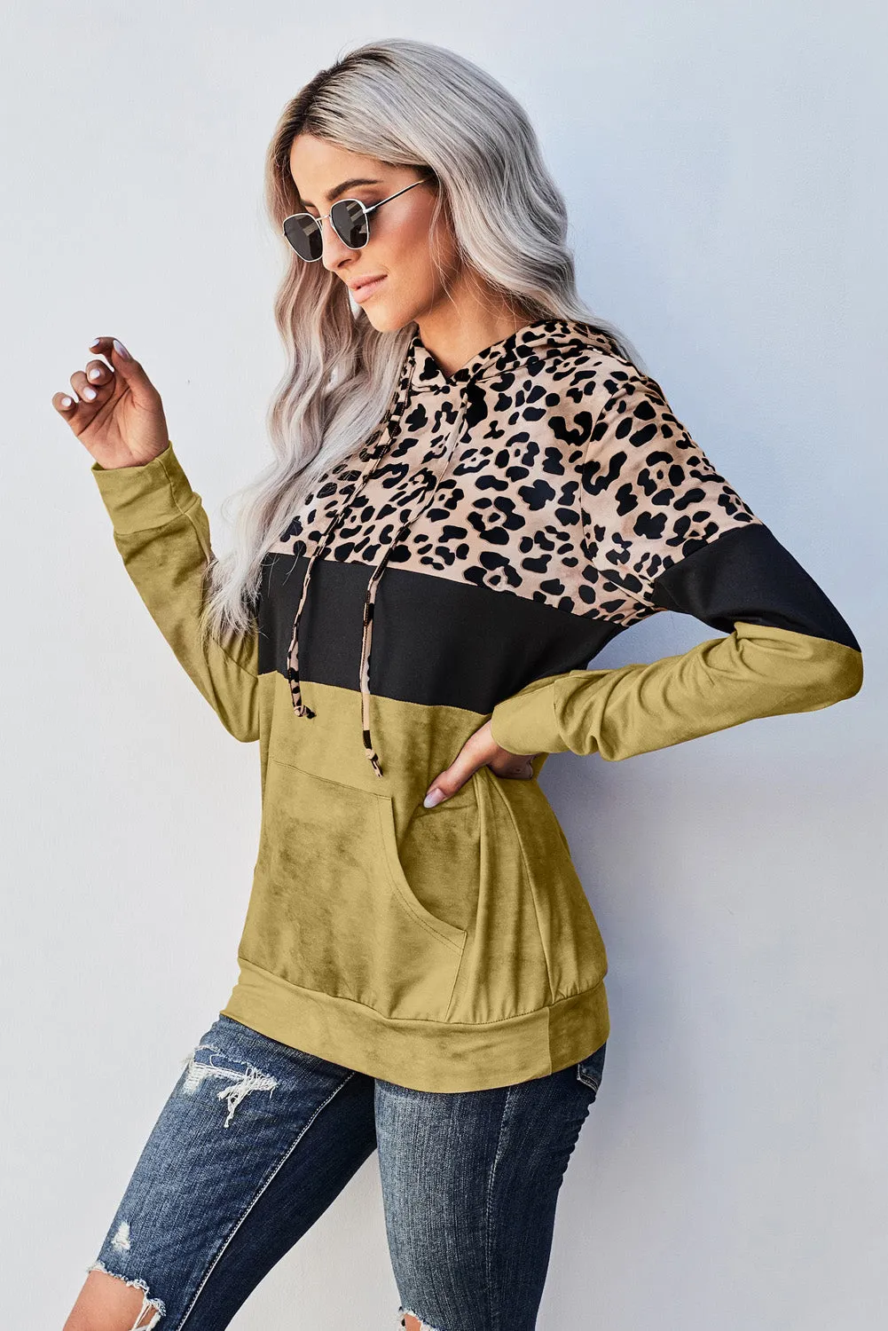 *App Exclusive* Leopard Color Block Hoodie