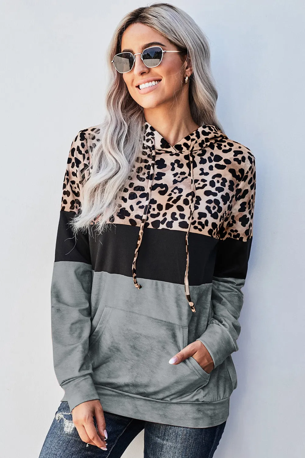 *App Exclusive* Leopard Color Block Hoodie