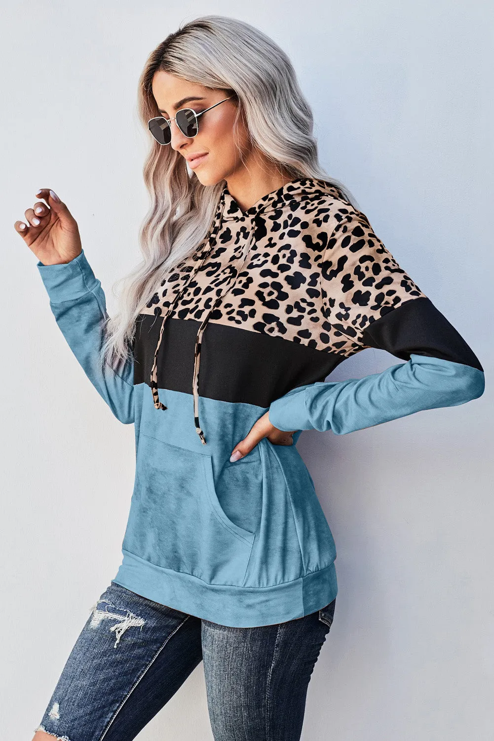 *App Exclusive* Leopard Color Block Hoodie