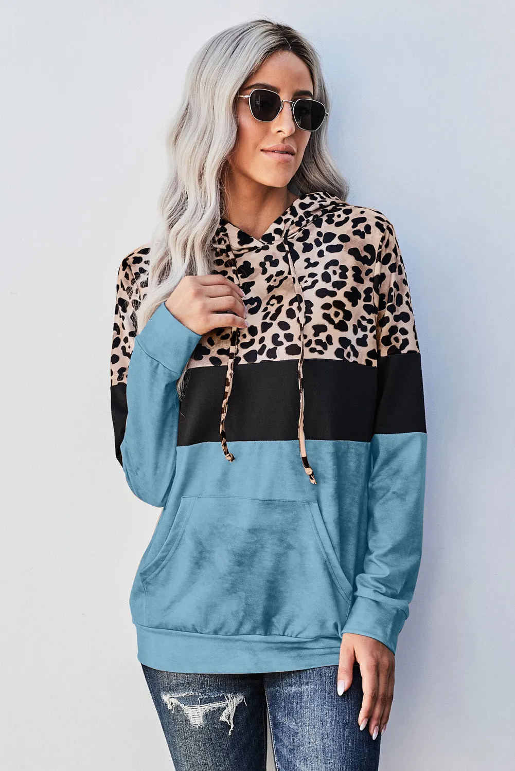 *App Exclusive* Leopard Color Block Hoodie