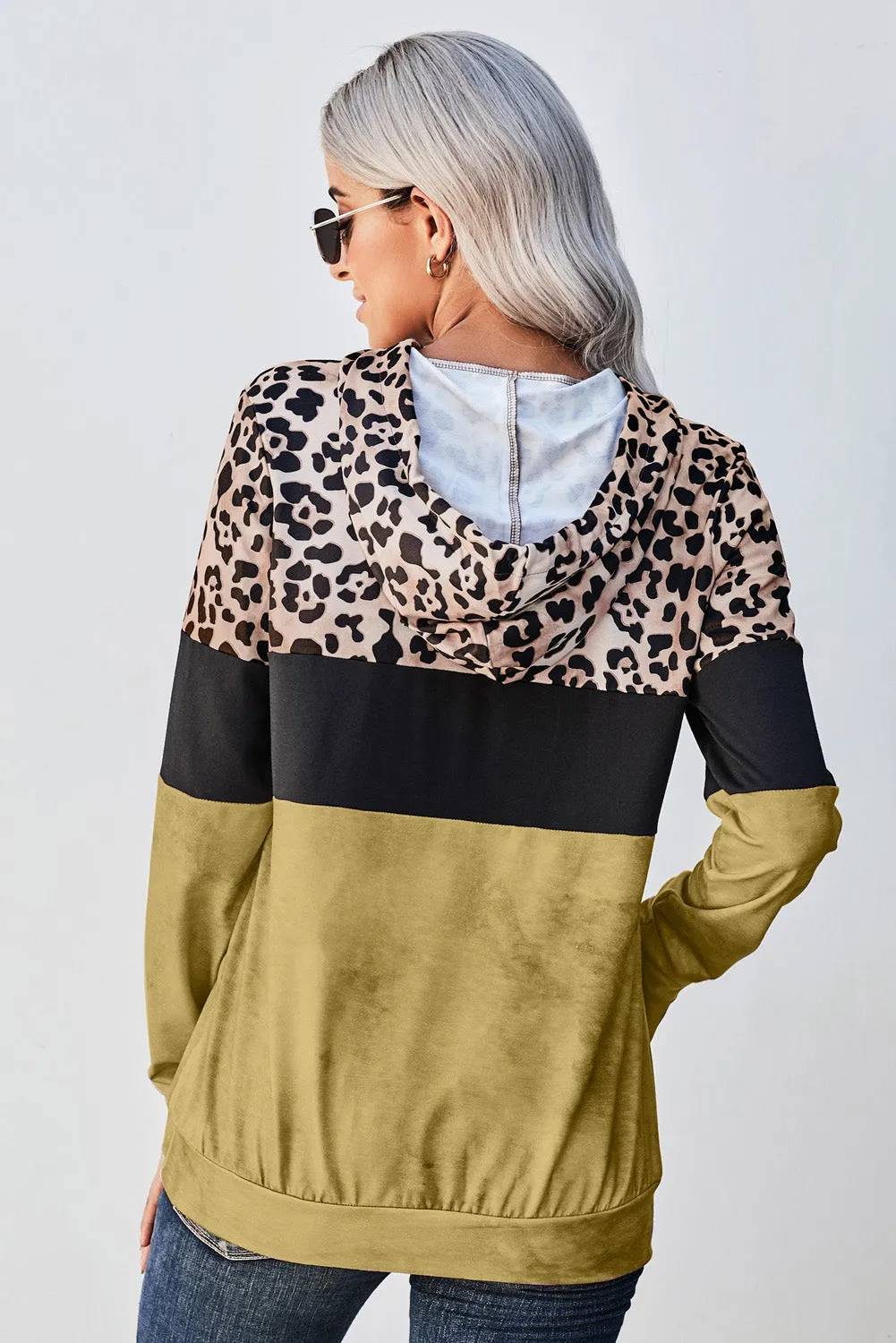 *App Exclusive* Leopard Color Block Hoodie