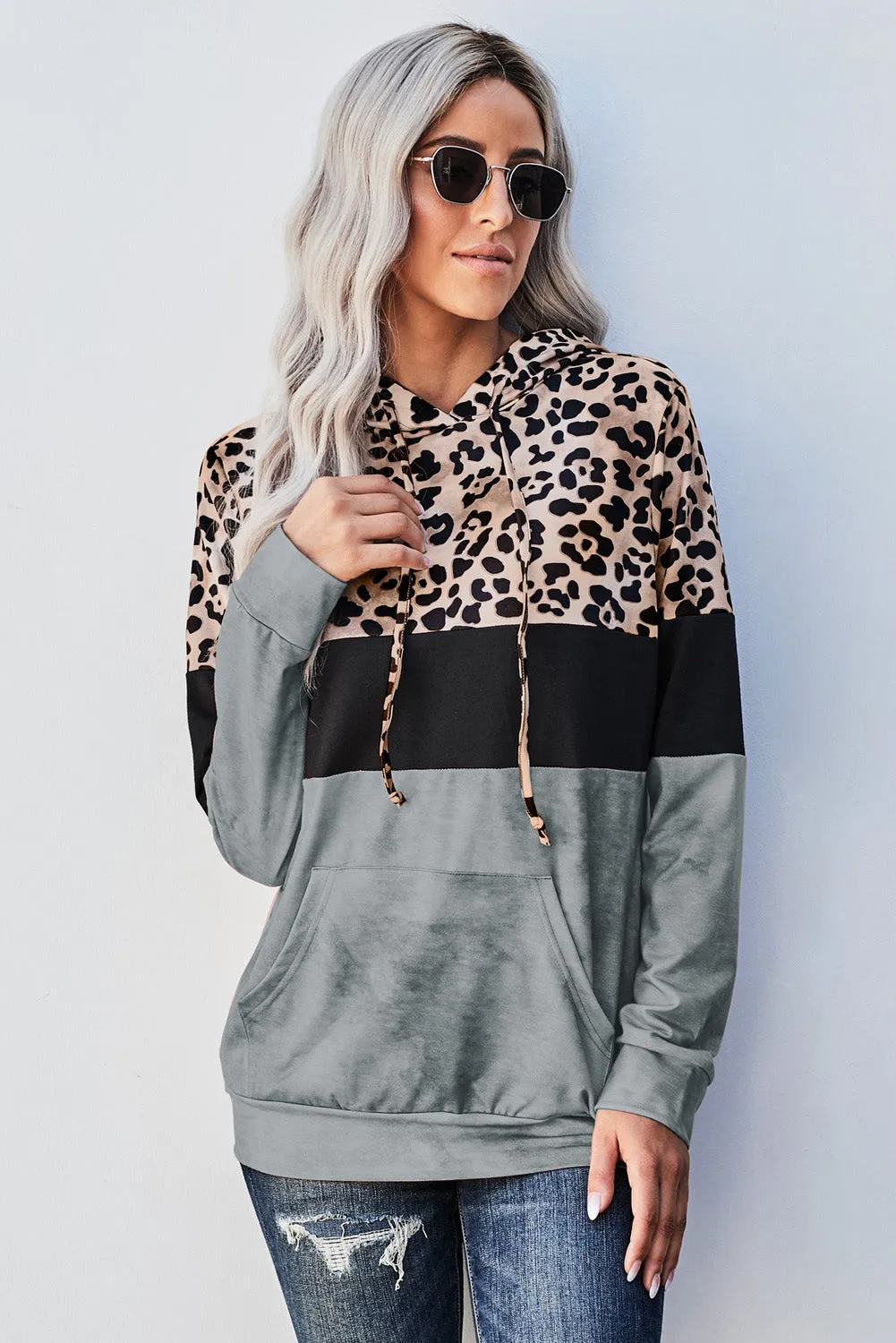 *App Exclusive* Leopard Color Block Hoodie