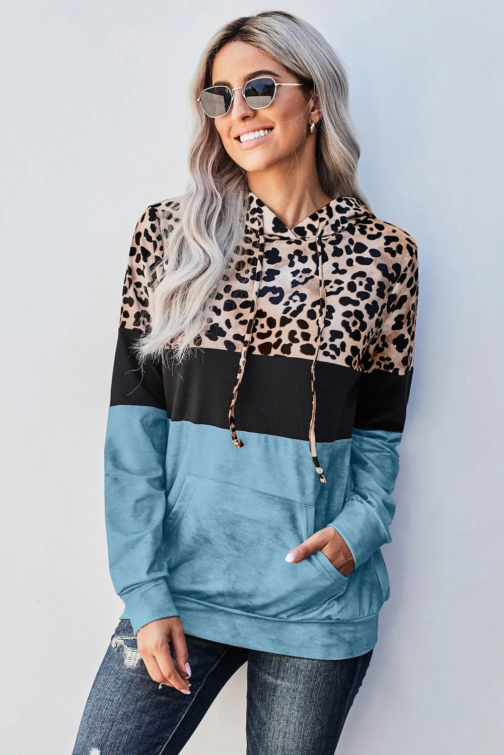 *App Exclusive* Leopard Color Block Hoodie