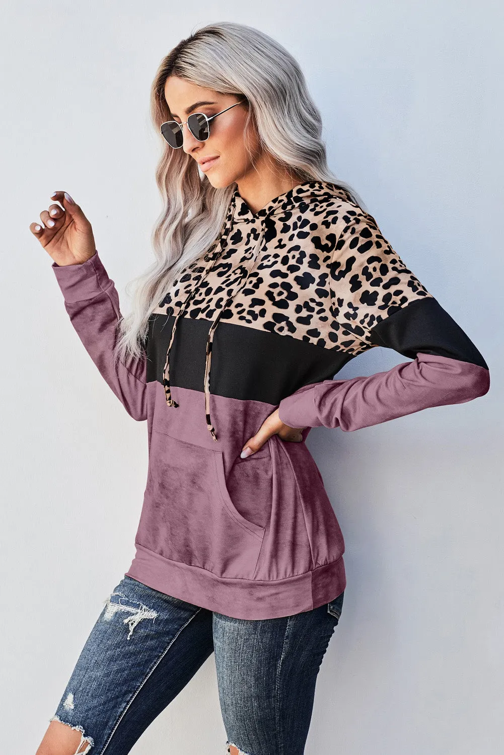 *App Exclusive* Leopard Color Block Hoodie