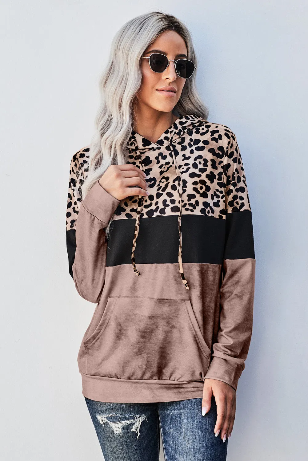 *App Exclusive* Leopard Color Block Hoodie