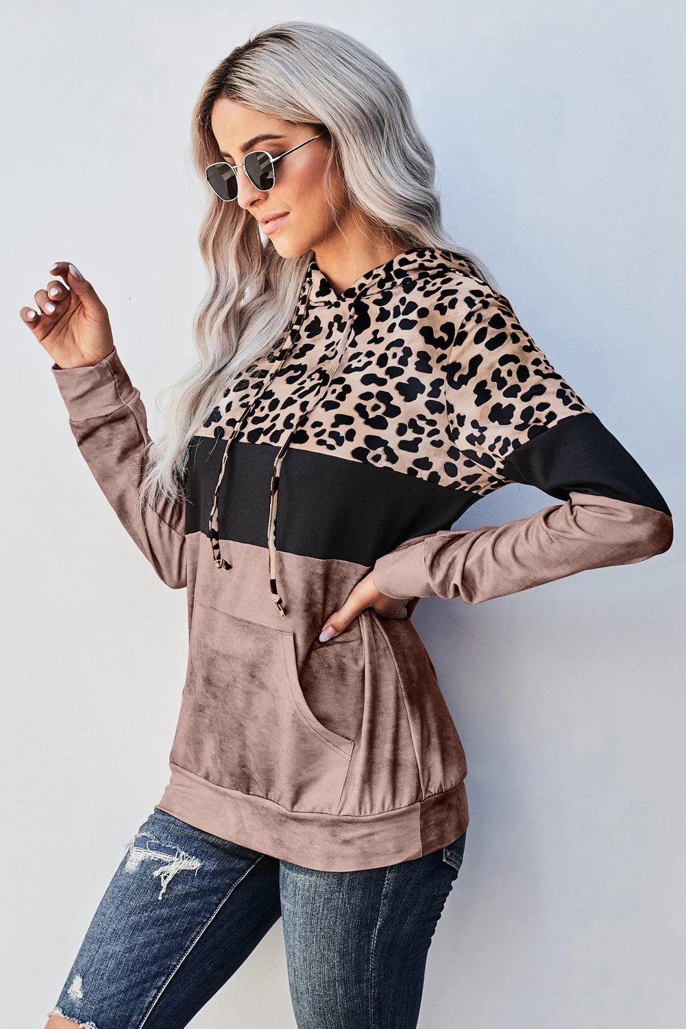 *App Exclusive* Leopard Color Block Hoodie