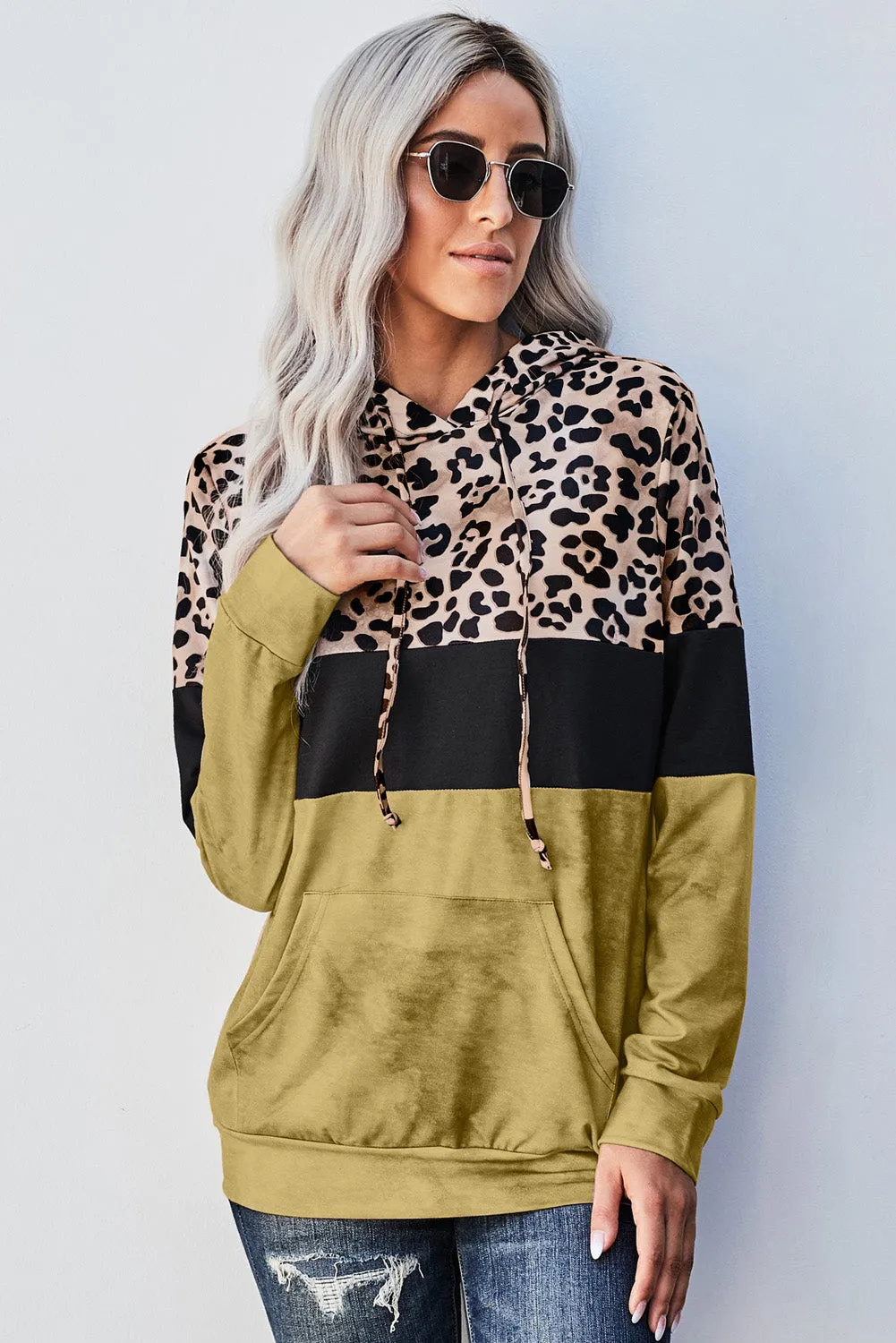 *App Exclusive* Leopard Color Block Hoodie