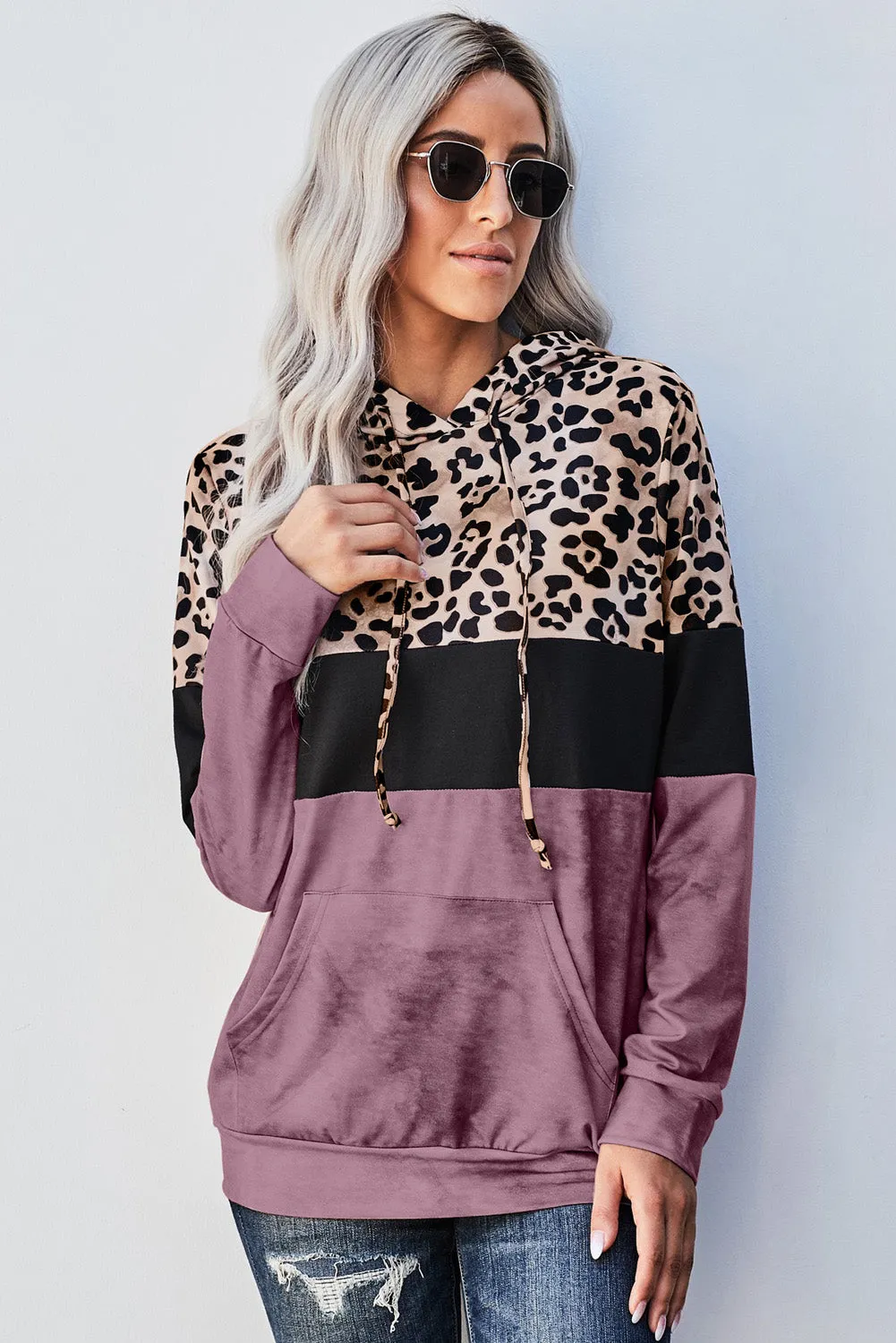 *App Exclusive* Leopard Color Block Hoodie