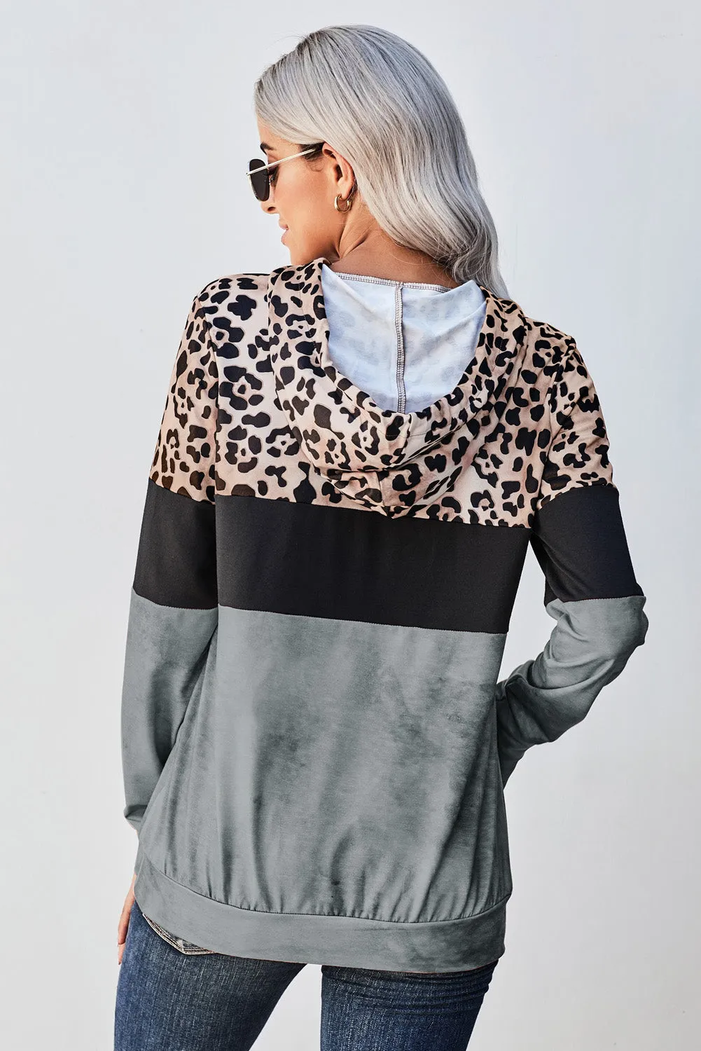 *App Exclusive* Leopard Color Block Hoodie