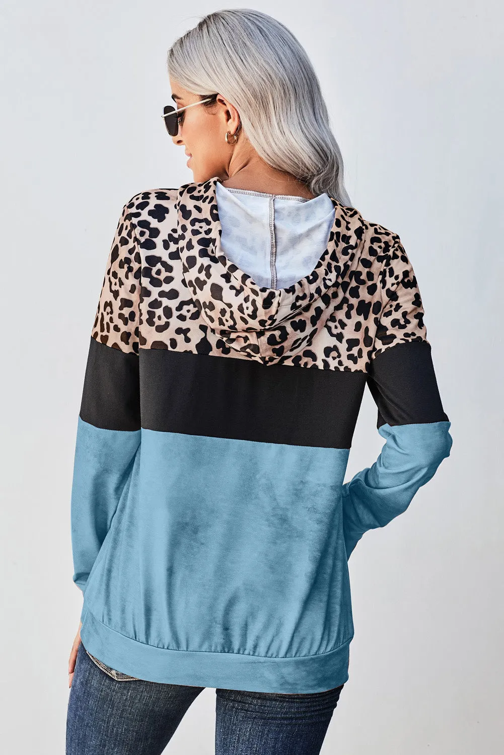 *App Exclusive* Leopard Color Block Hoodie