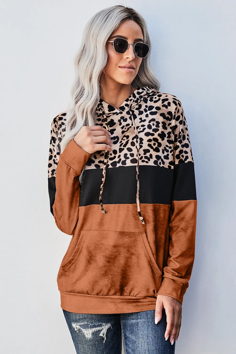 *App Exclusive* Leopard Color Block Hoodie