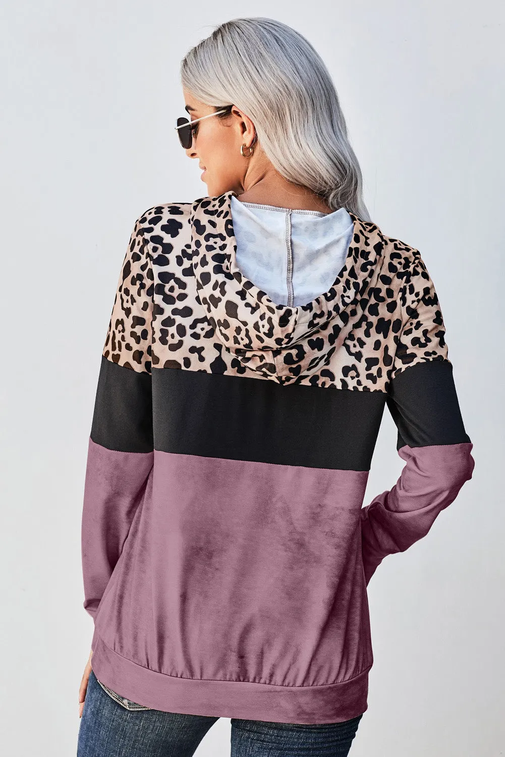 *App Exclusive* Leopard Color Block Hoodie