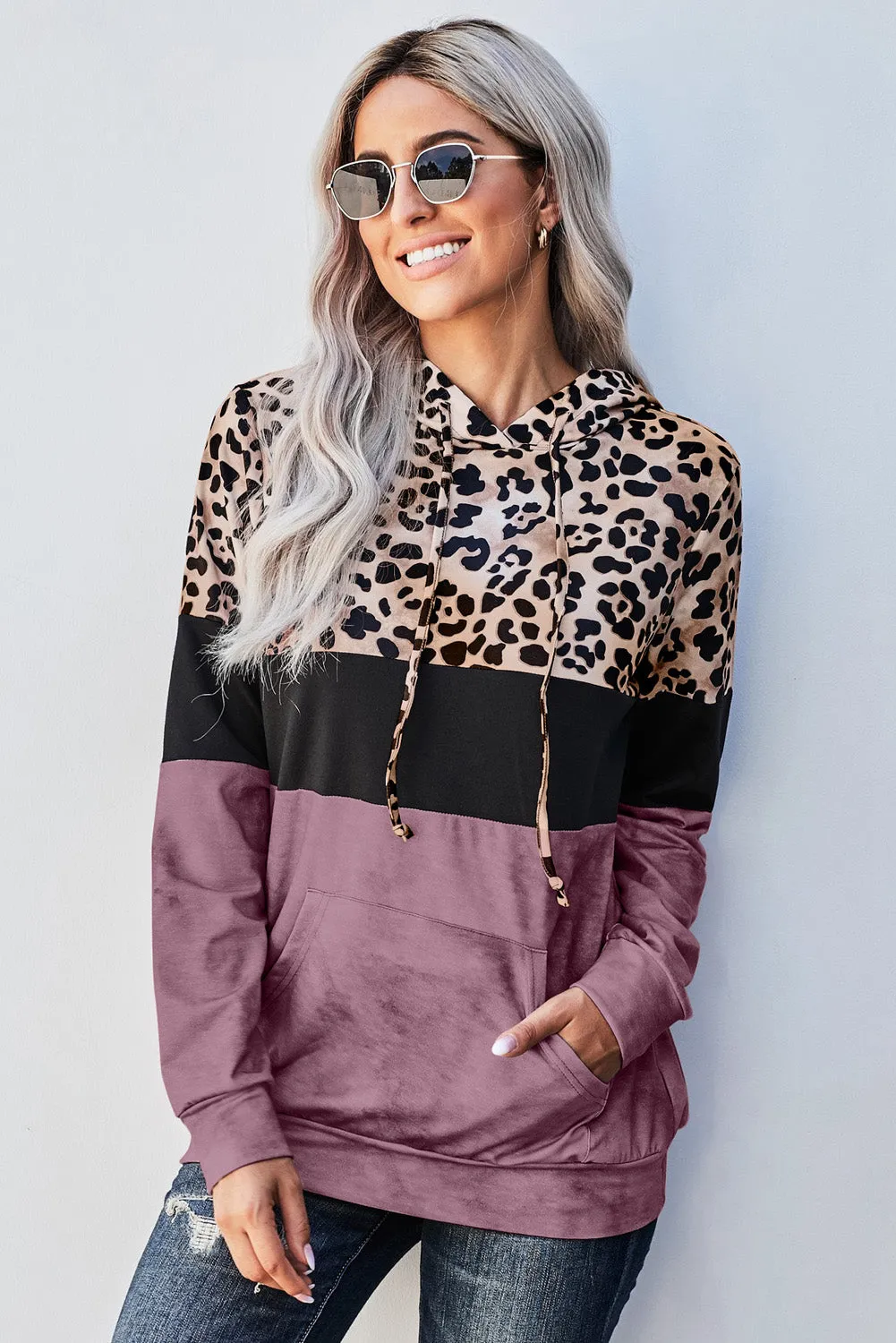 *App Exclusive* Leopard Color Block Hoodie