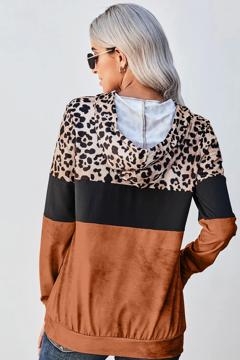 *App Exclusive* Leopard Color Block Hoodie