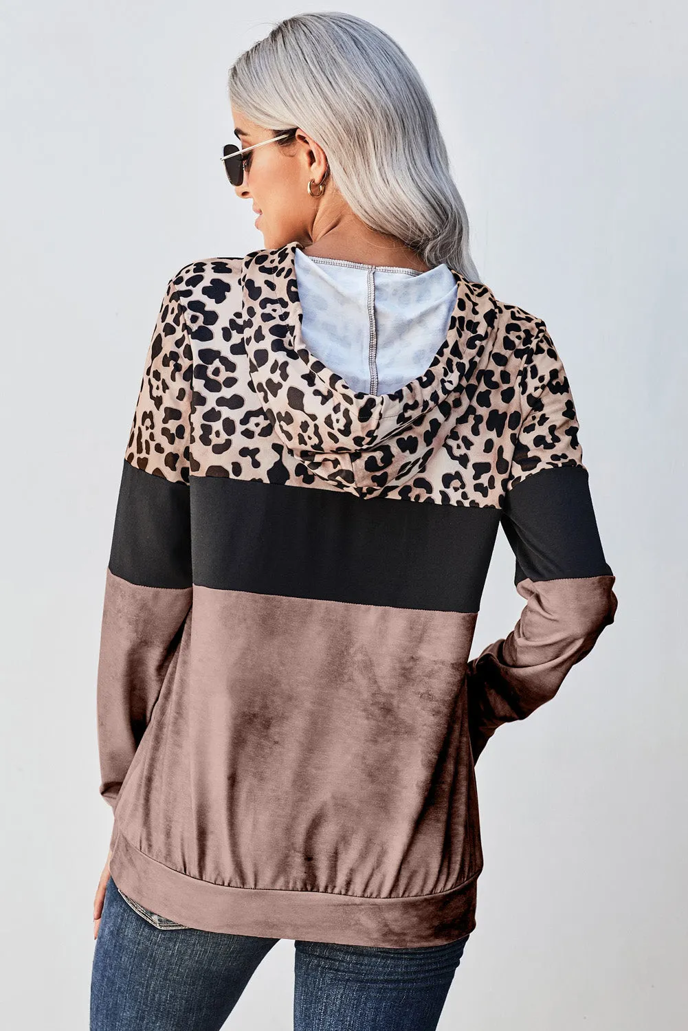 *App Exclusive* Leopard Color Block Hoodie