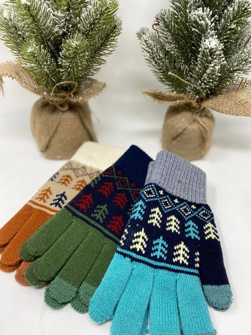 Aztec Pattern Knit Gloves - Final Sale