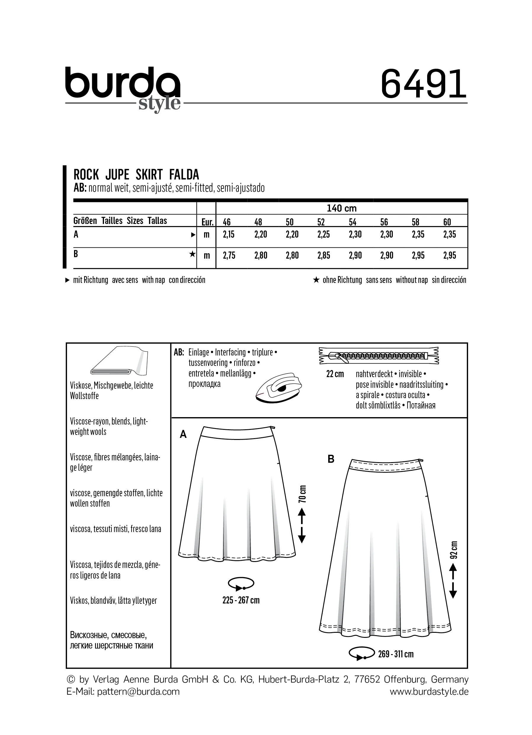 BD6491 Women’s Flared Skirt | Burda Style Pattern