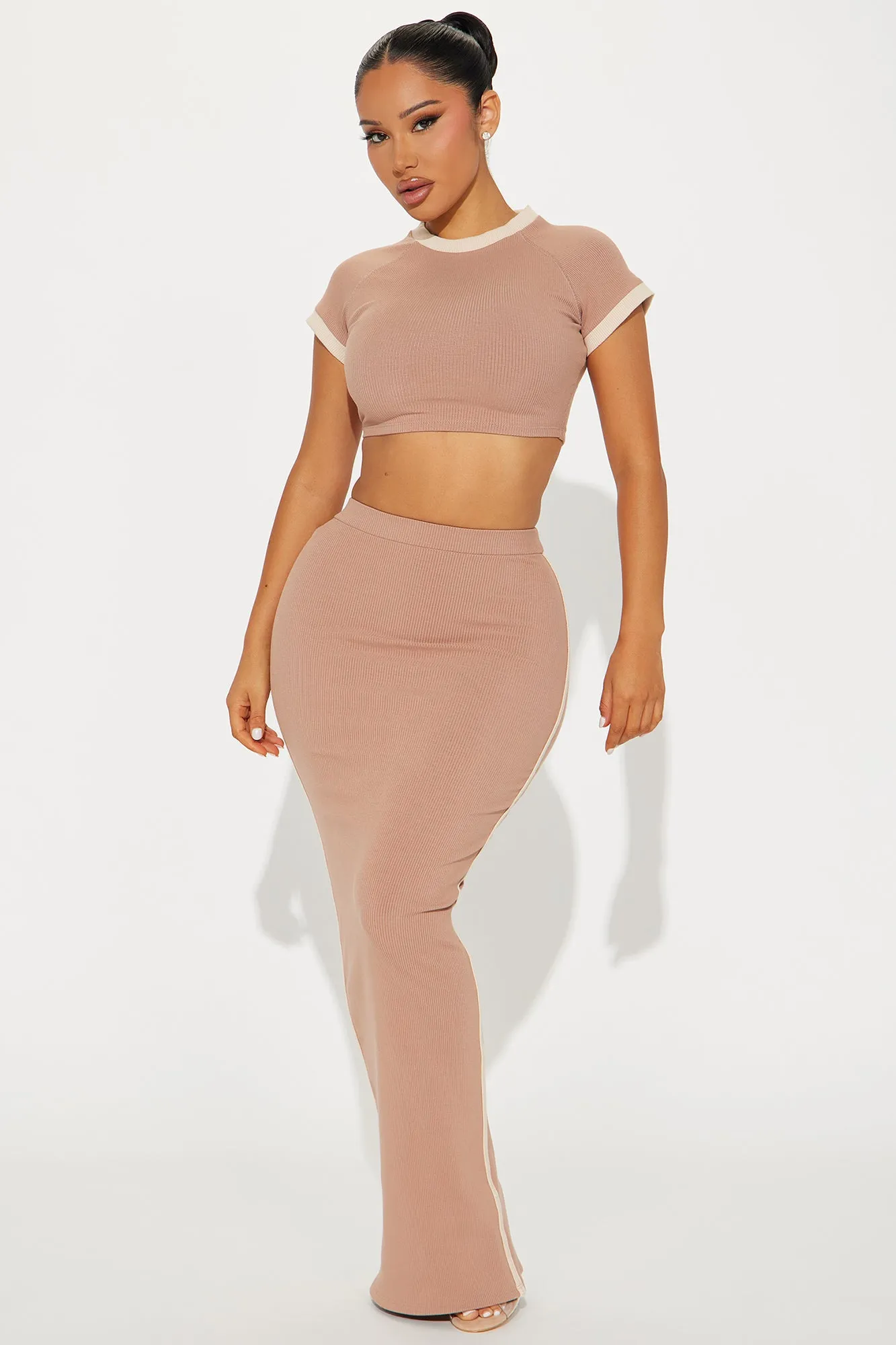 Belle Snatched Skirt Set - Mocha