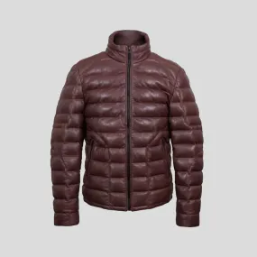 Best Genuine Men’s Brown Leather Bubble Puffer Jacket