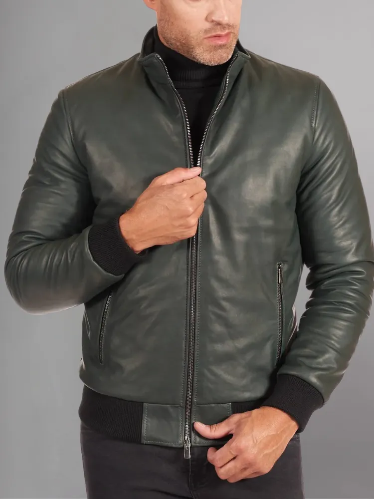 Black Bomber Leather Jacket