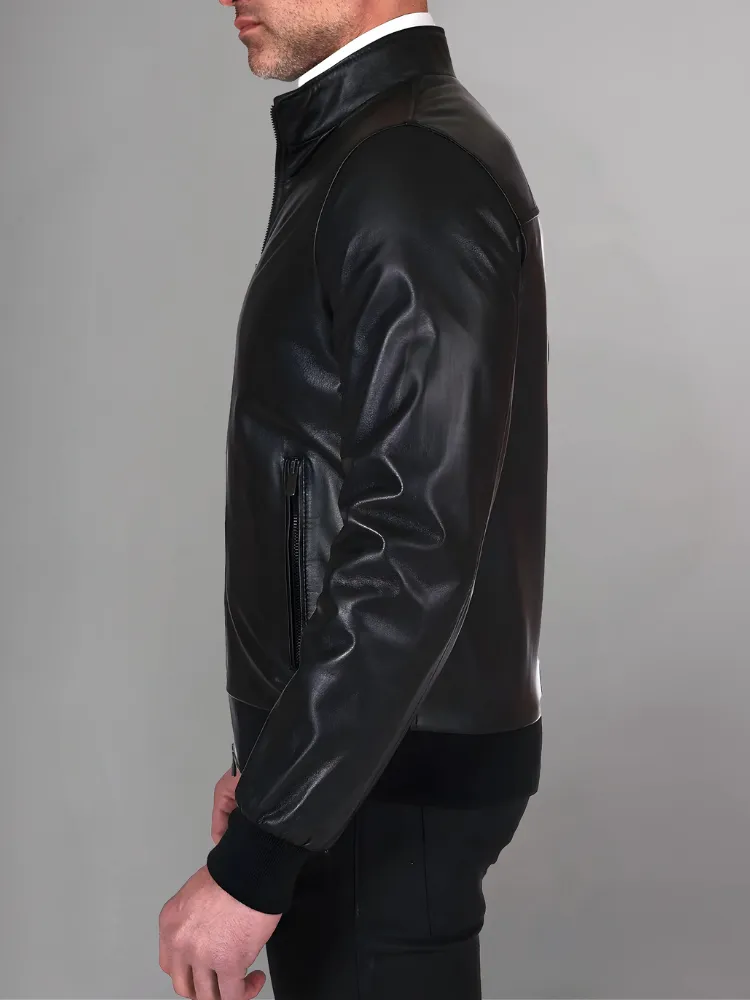 Black Bomber Leather Jacket