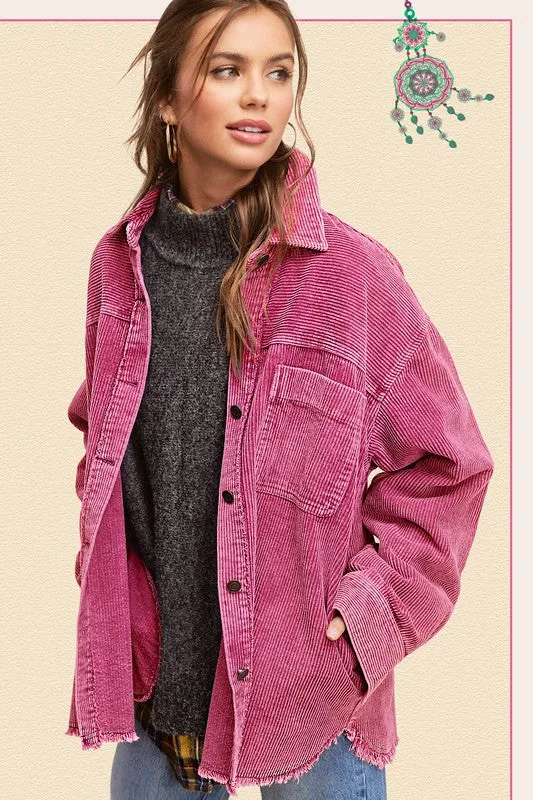 Bohemian Daisy Corduroy Oversized Jacket