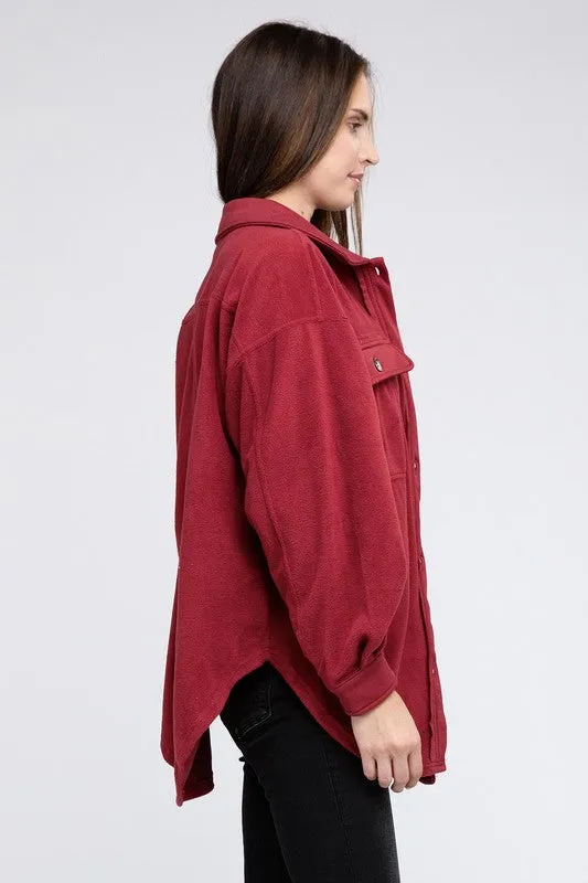 Bohemian Fleece Buttoned Down Oversized Shirt Jacket