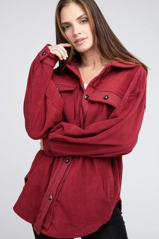 Bohemian Fleece Buttoned Down Oversized Shirt Jacket