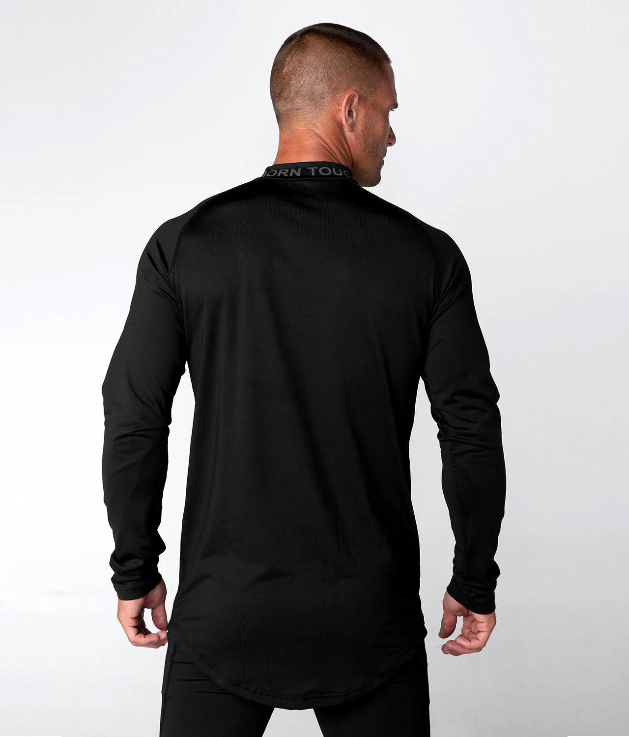 Born Tough Mock Neck Long Sleeve Base Layer Crossfit Shirt For Men Black